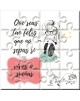 Puzzle en lata con la frase "Que seas tan feliz que sepas si vives o sueñas" en lata